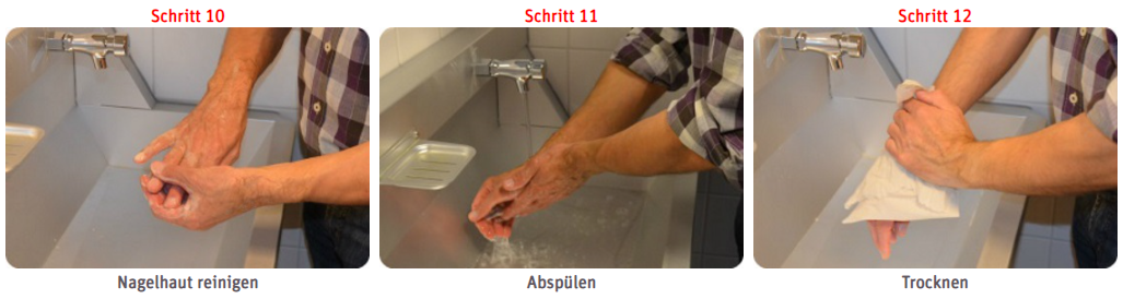 Hände waschen Schritt 10-12