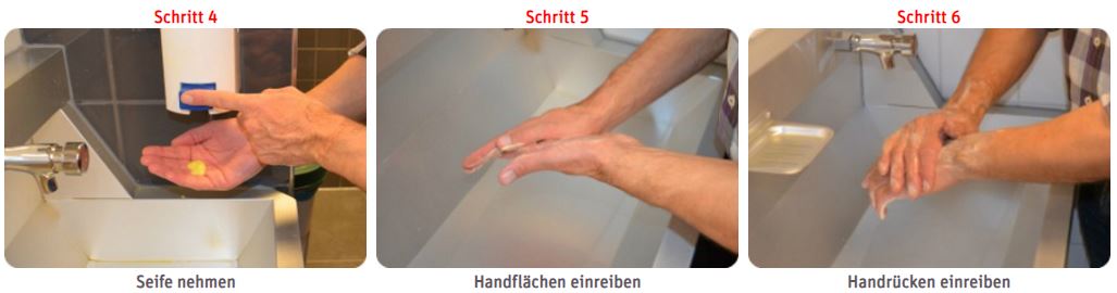 Hände waschen Schritt 4-6