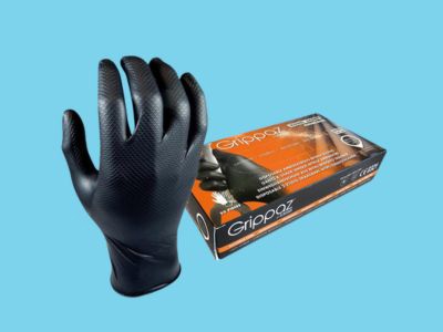Handschuhe M Safe 246BK nitril Grippaz schwarz